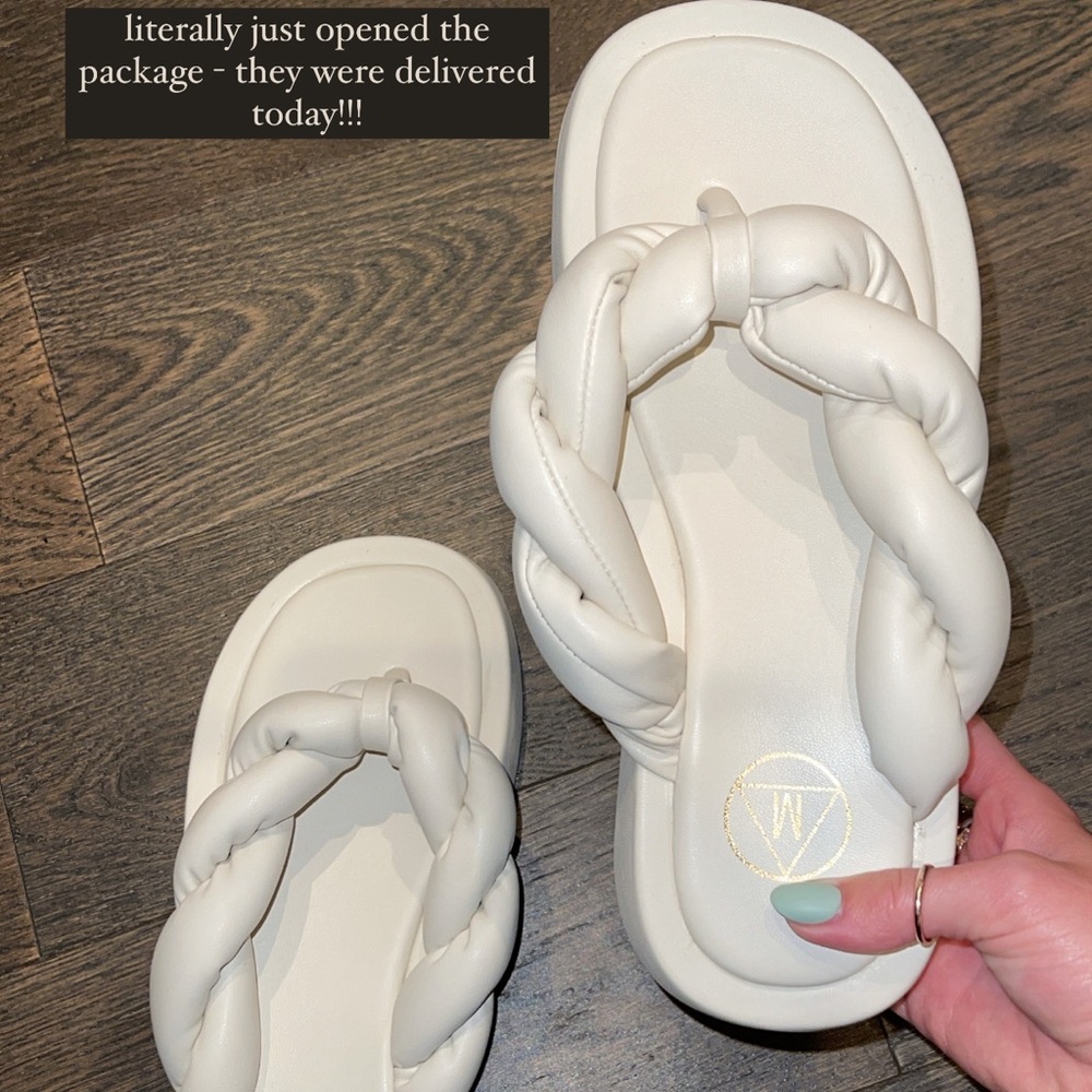 missguided cream twisted flatform thong sandal